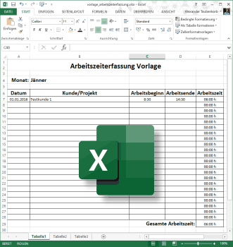 Excel-Vorlage Arbeitszeiterfassung